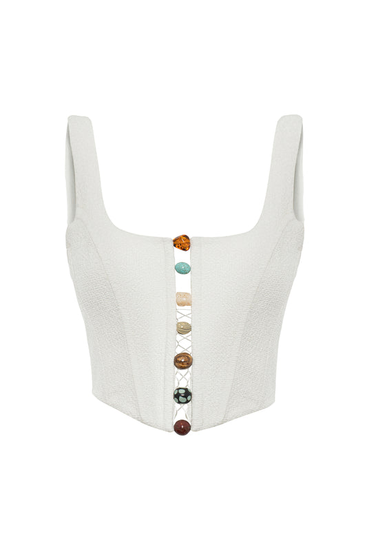 Sandra - Naturel Stone Cotton-Blend Corset