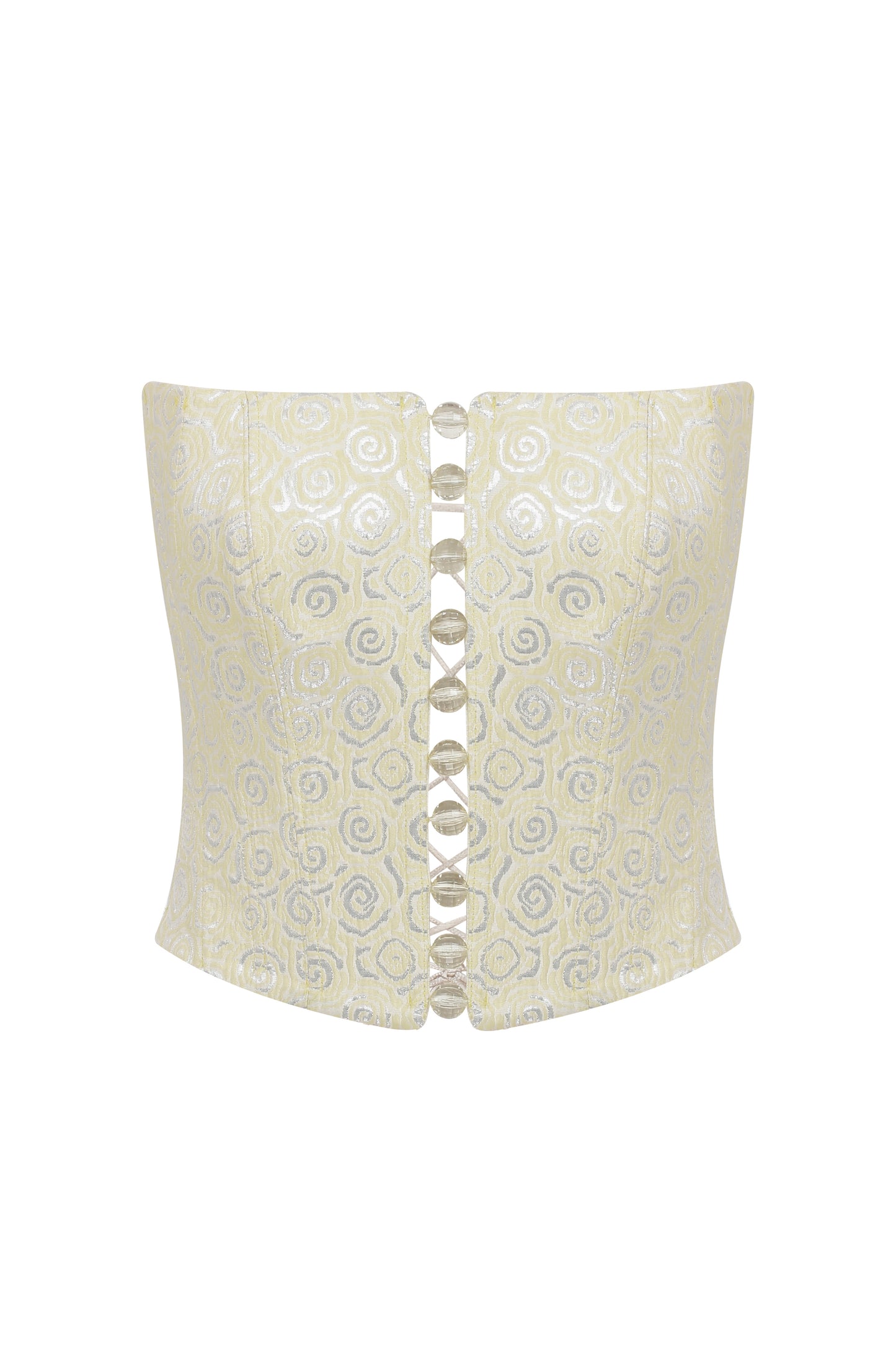 Angless - Patterned Strapless Corset Yellow