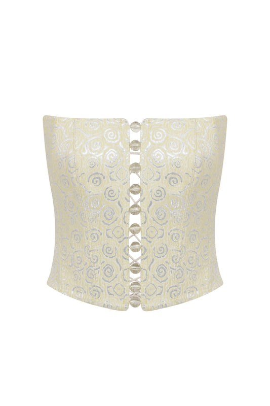 Angless - Patterned Strapless Corset Yellow