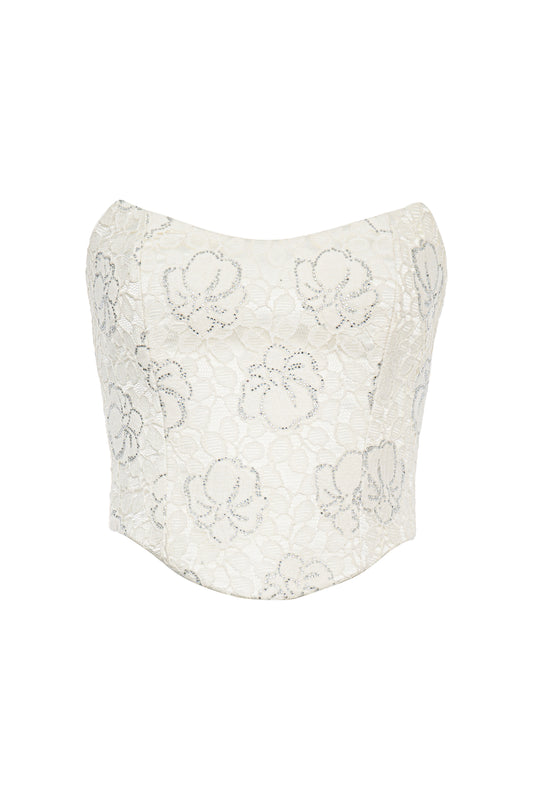 Ophelia - Crystal-embellished Strapless Lace Corset