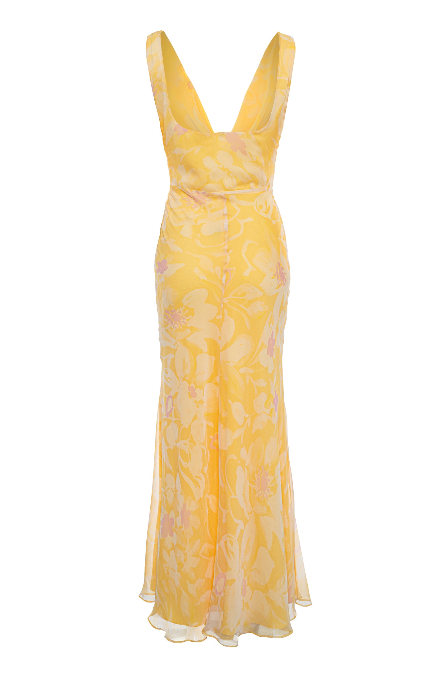 Lena - Draped Floral-Print Chiffon Maxi Dress