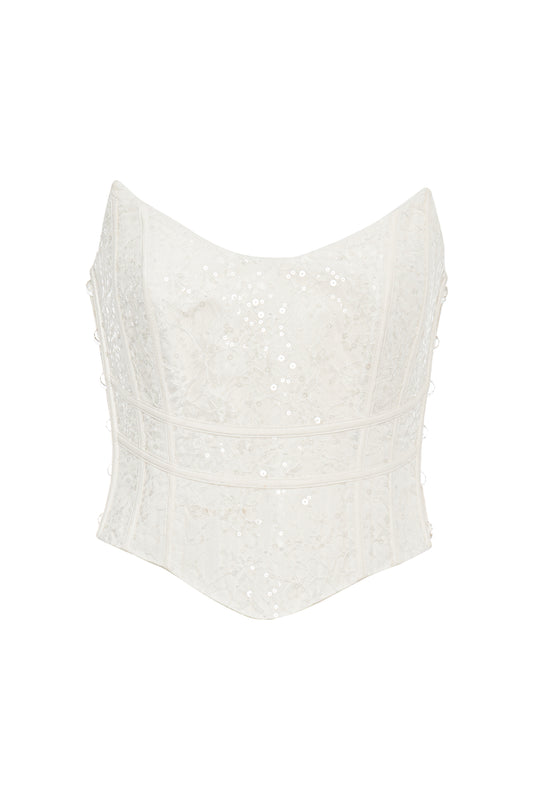 Marie - Strapless Corset With Sequined Side Bead Detail