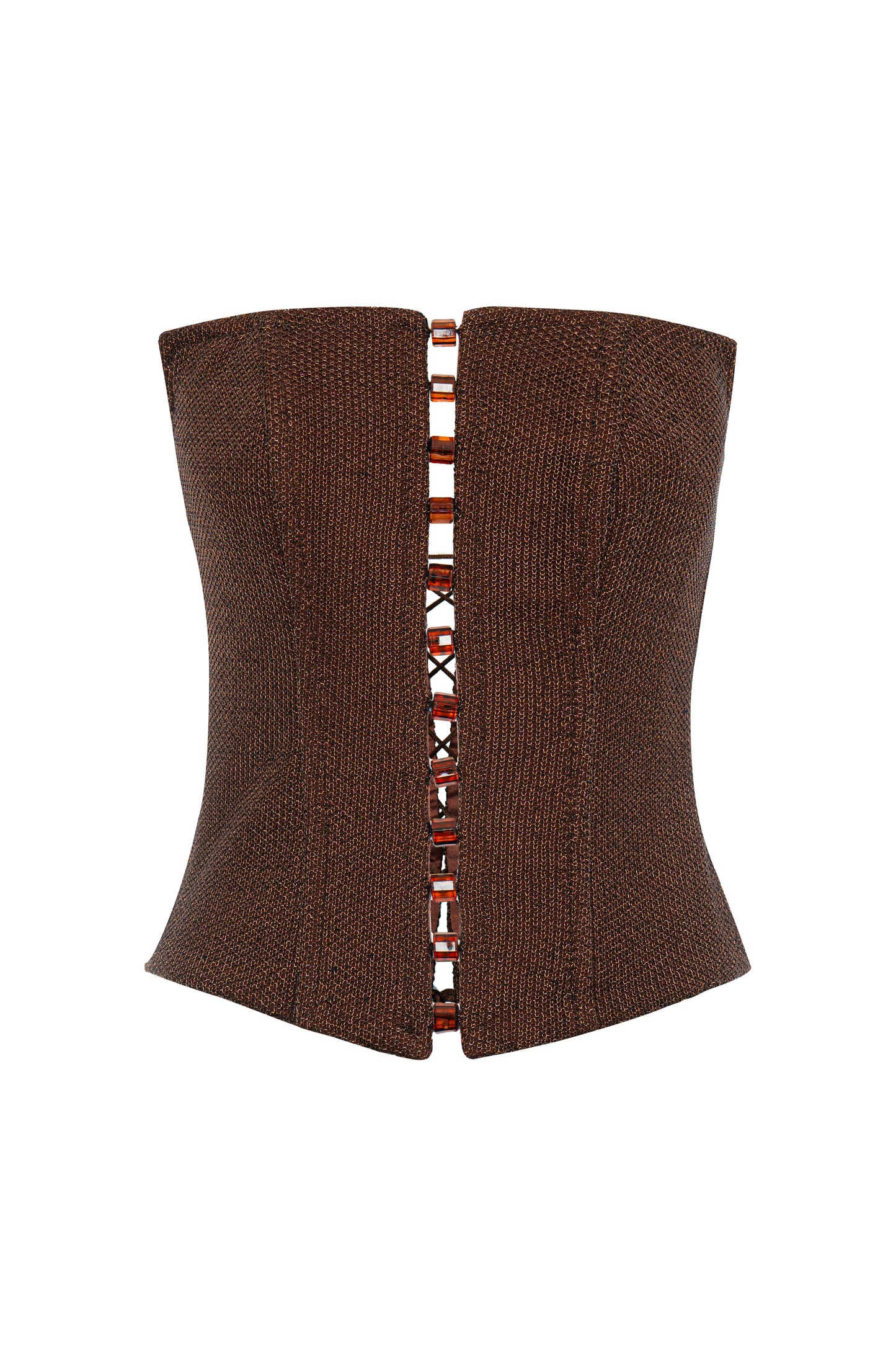 Angless - Crochet Stretch-mesh Strapless Corset