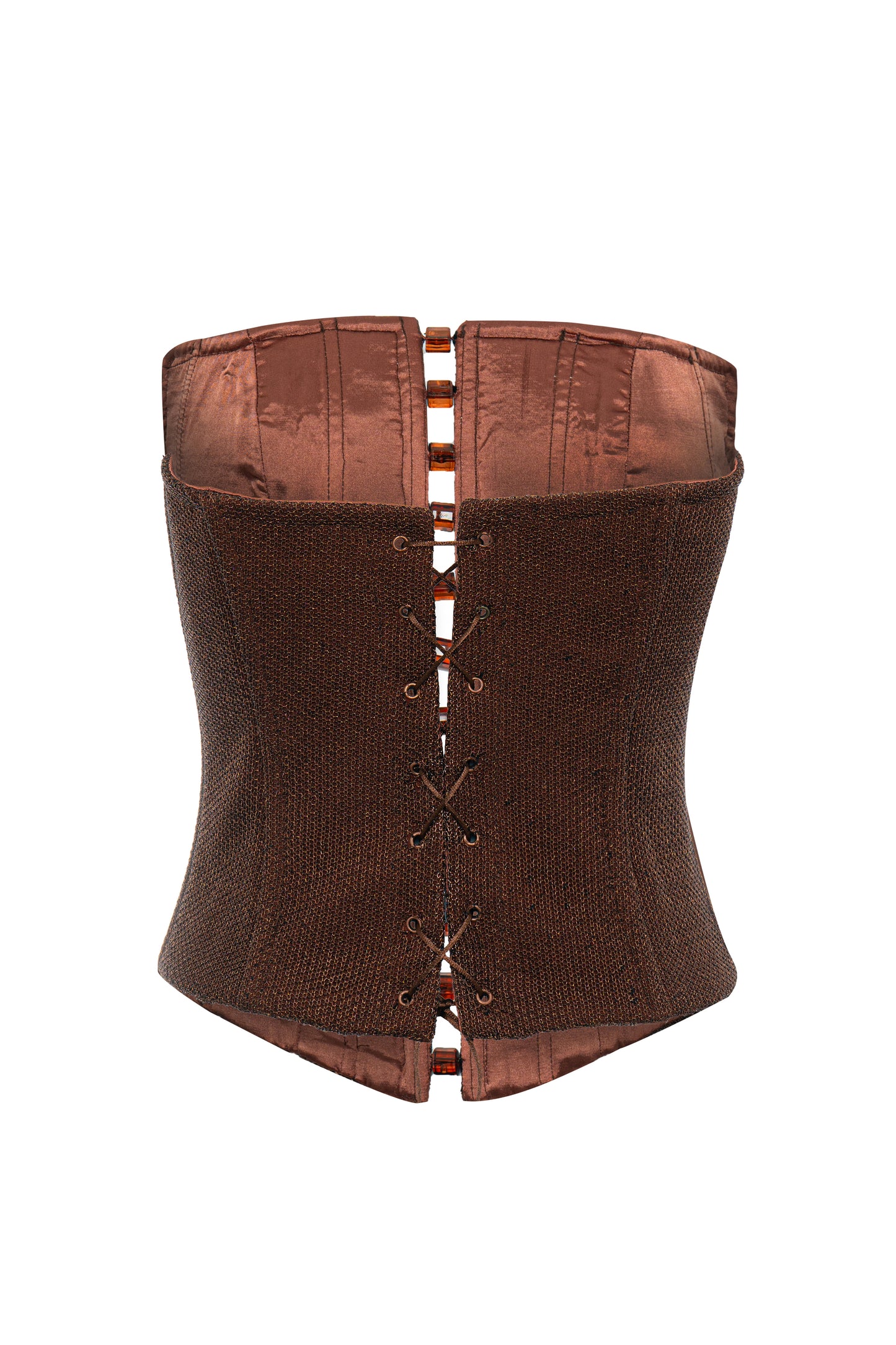 Angless - Crochet Stretch-mesh Strapless Corset