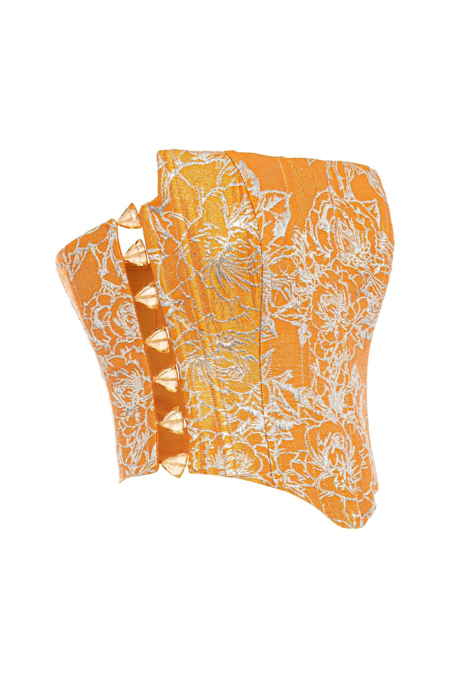 Ivry - Floral Print Strapless Corset Orange