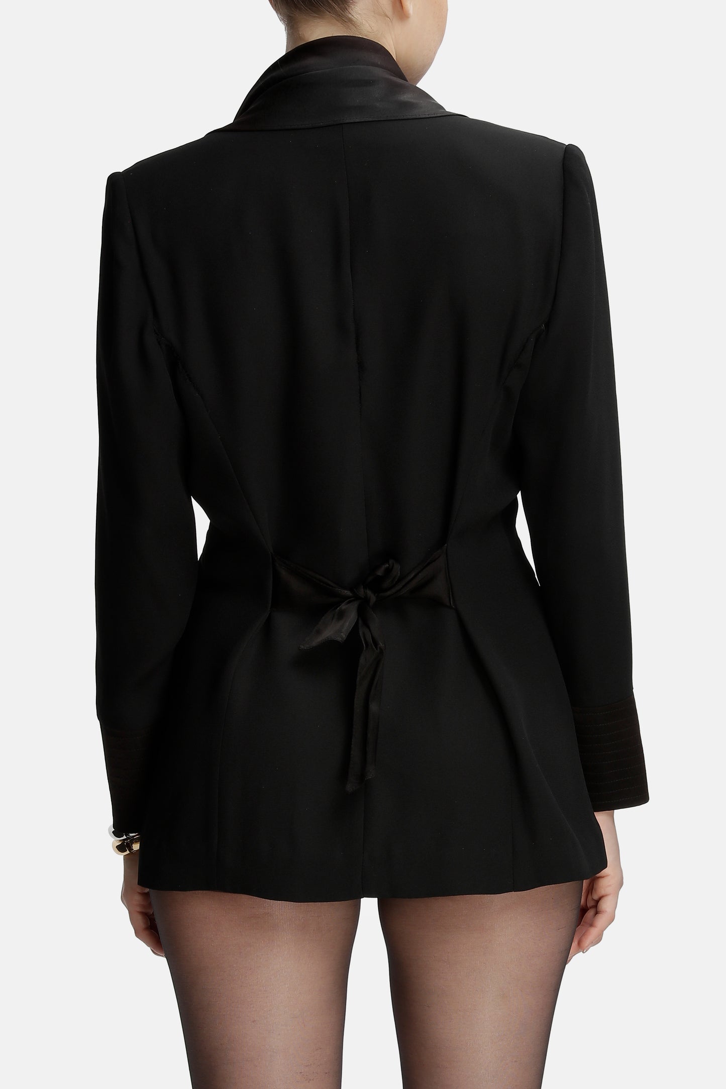 Laura - Double-breasted Satin-trimmed Crepe Blazer