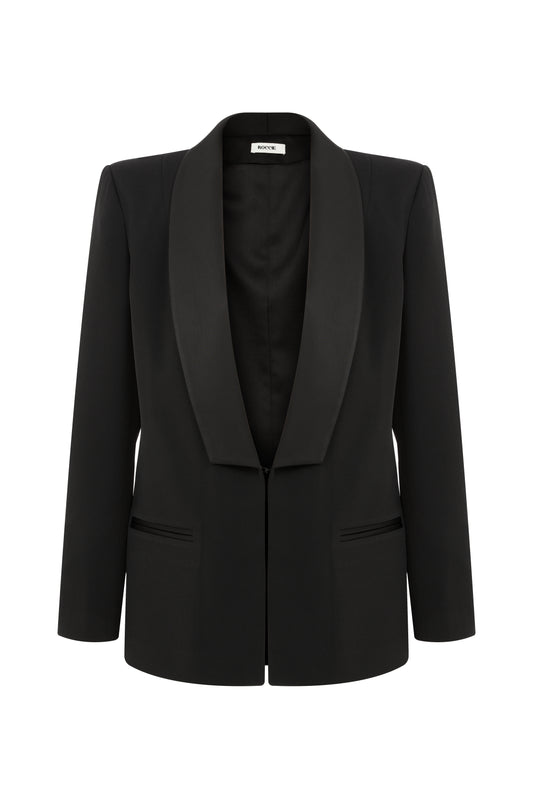 Marlena - Satin-trimmed Crepe Blazer